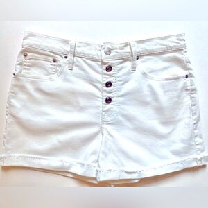 J. Crew White Denim Shorts Button-Fly Cut-Off, Size 29